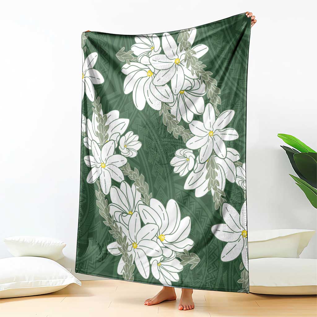Ia Orana Tahiti Tiare Blanket Sage Green Lei - Polynesian Pride