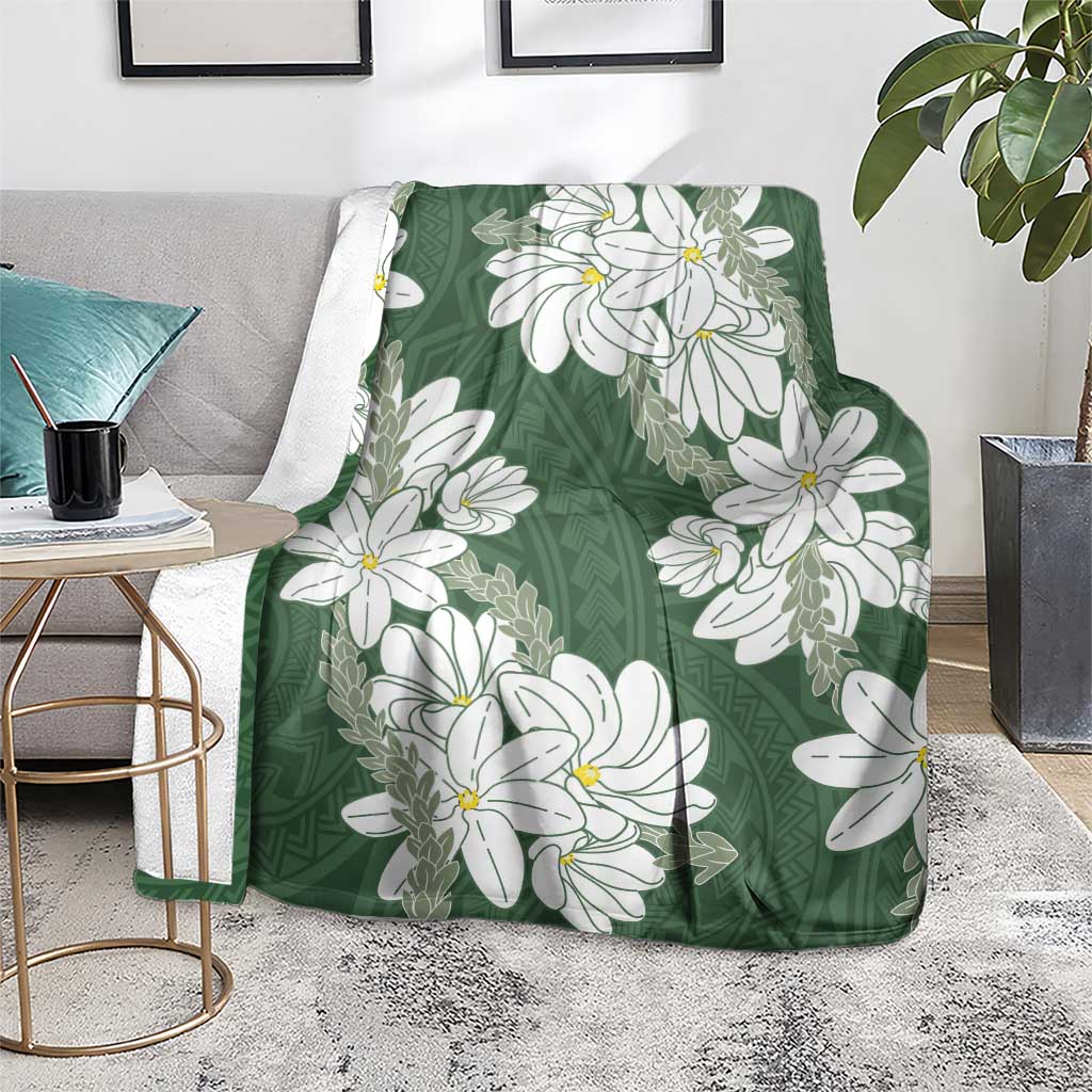 Ia Orana Tahiti Tiare Blanket Sage Green Lei - Polynesian Pride