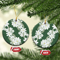 Ia Orana Tahiti Tiare Ceramic Ornament Sage Green Lei LT7 Circle Sage Green - Polynesian Pride