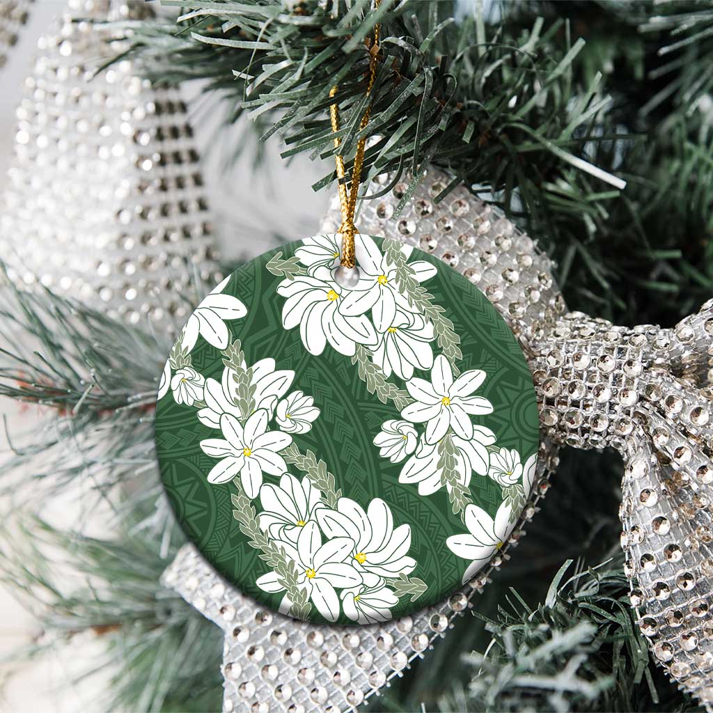 Ia Orana Tahiti Tiare Ceramic Ornament Sage Green Lei LT7 - Polynesian Pride