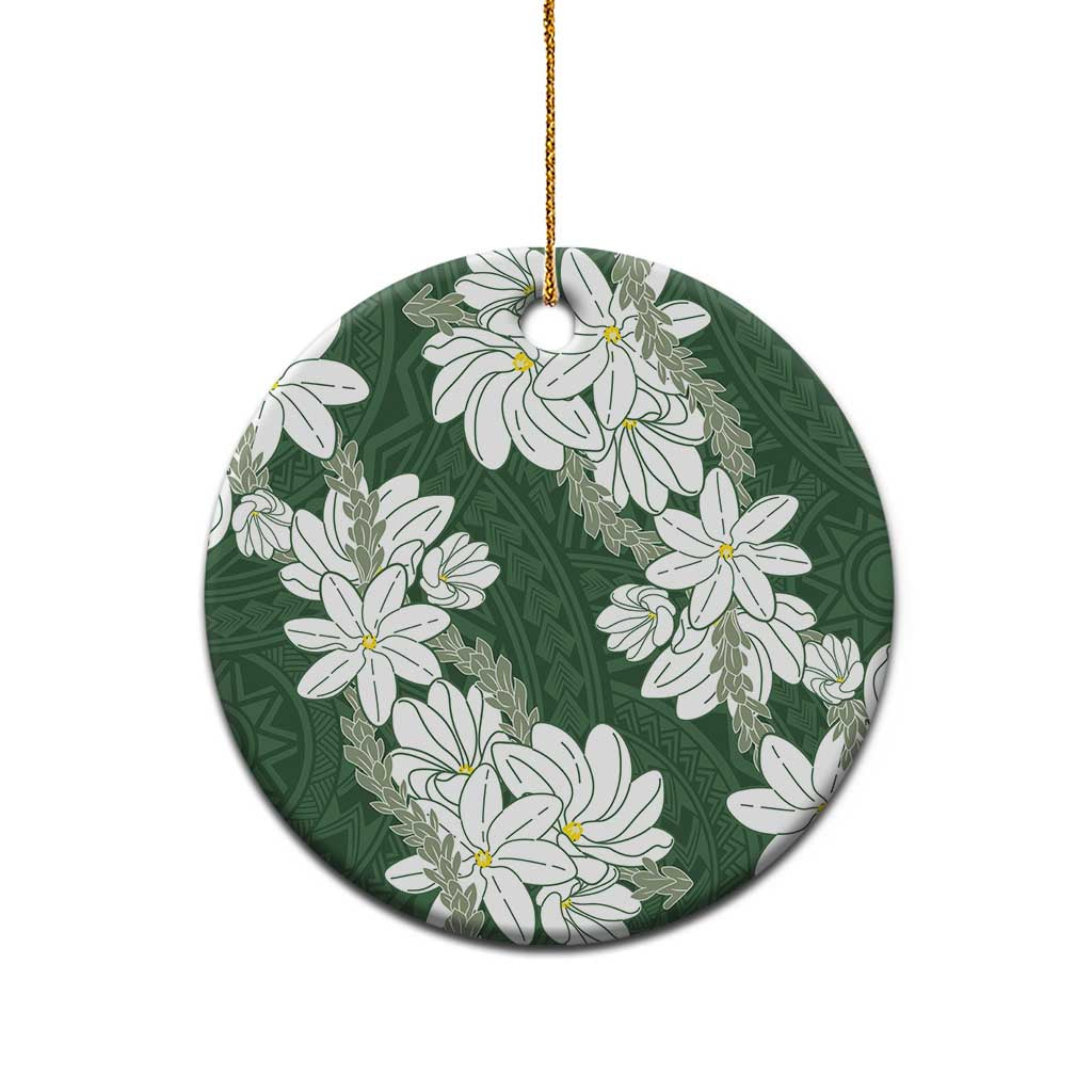 Ia Orana Tahiti Tiare Ceramic Ornament Sage Green Lei LT7 - Polynesian Pride
