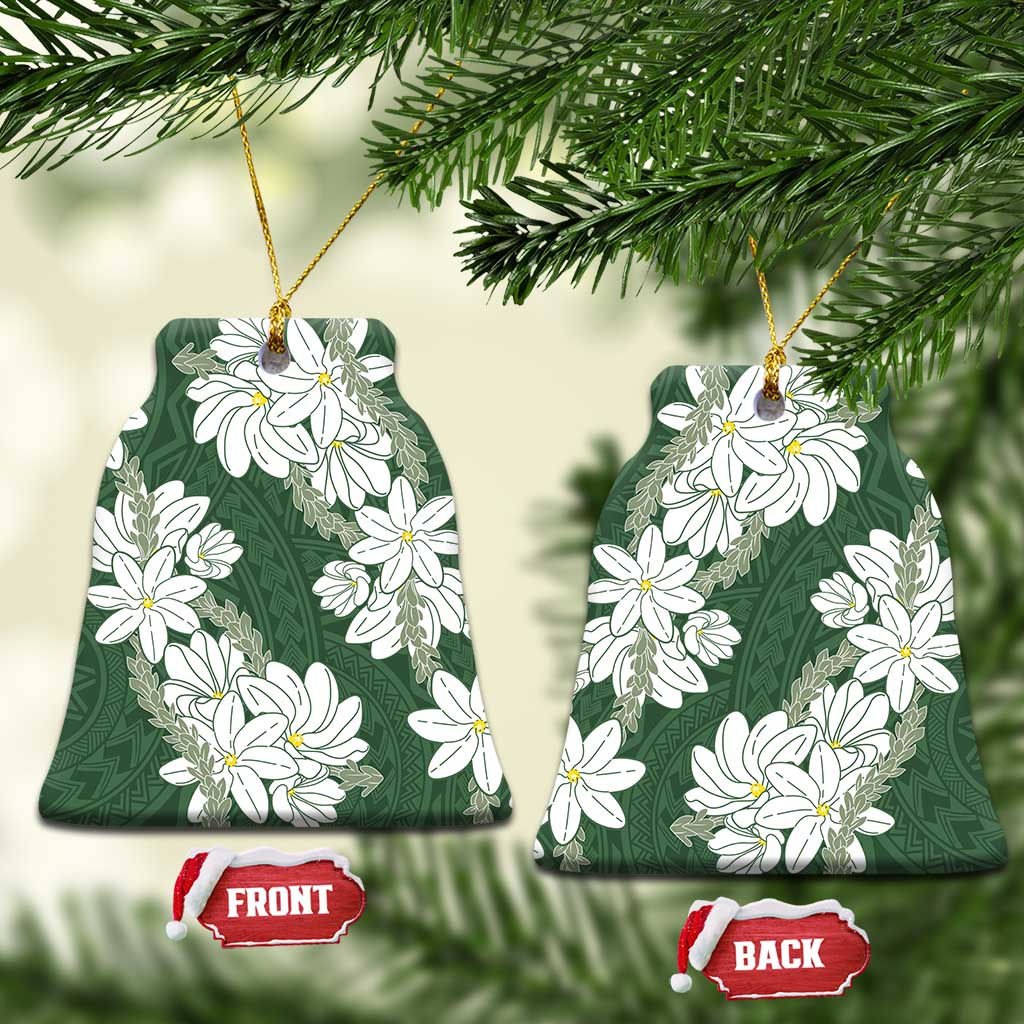 Ia Orana Tahiti Tiare Ceramic Ornament Sage Green Lei LT7 Bell Flake Sage Green - Polynesian Pride