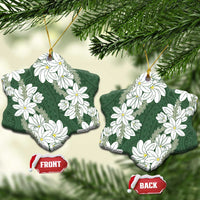 Ia Orana Tahiti Tiare Ceramic Ornament Sage Green Lei LT7 Snow Flake Sage Green - Polynesian Pride