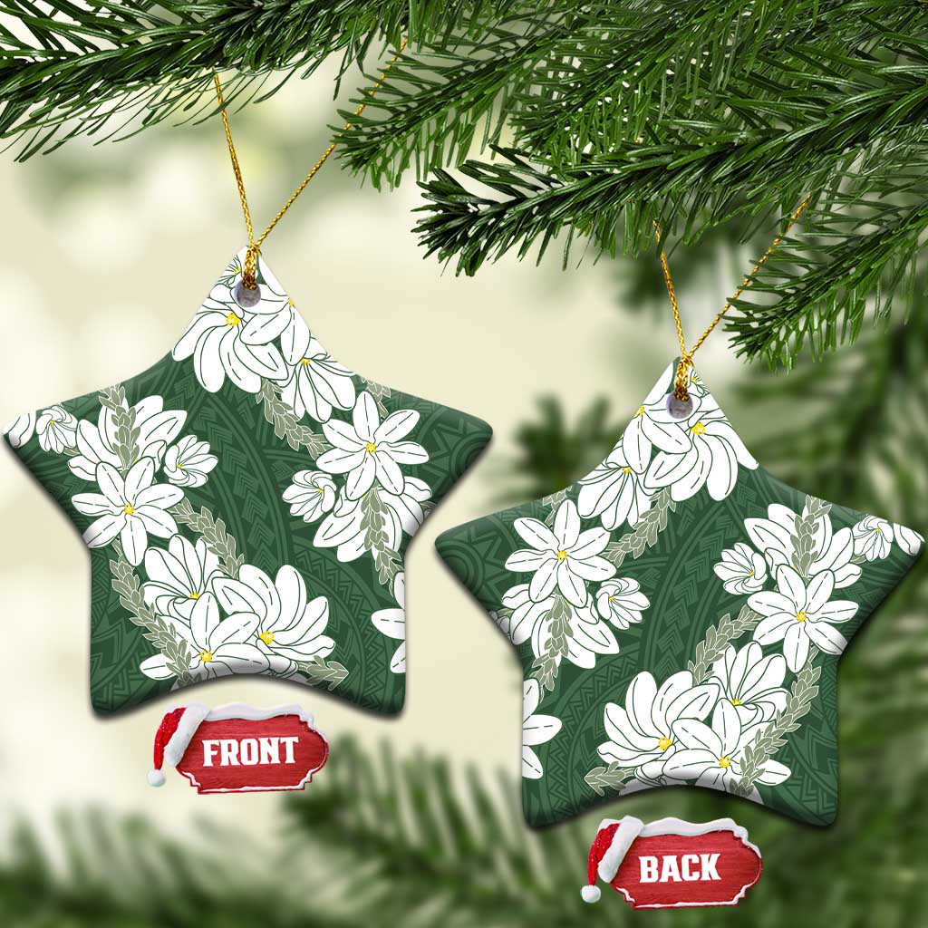 Ia Orana Tahiti Tiare Ceramic Ornament Sage Green Lei LT7 Star Sage Green - Polynesian Pride