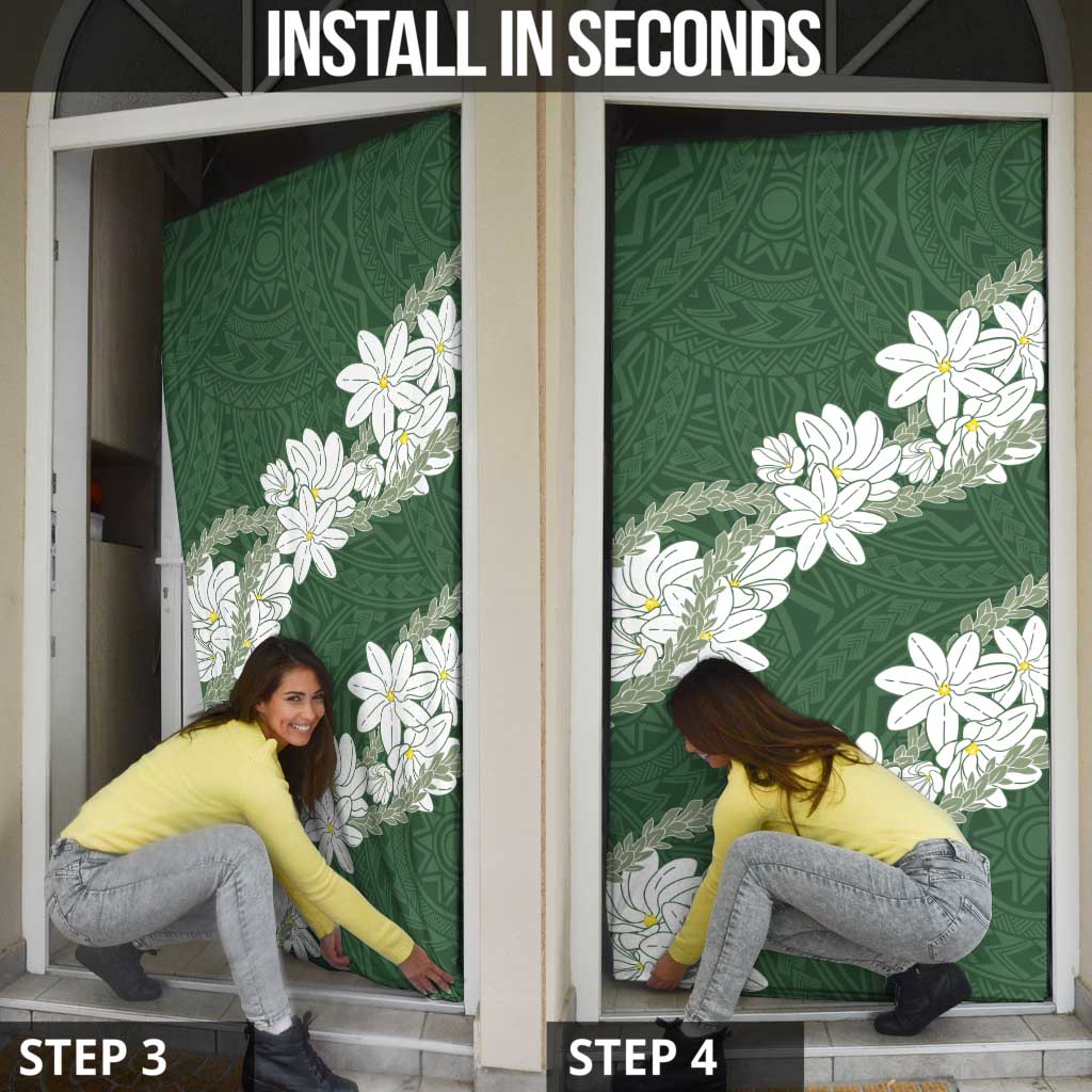 Ia Orana Tahiti Tiare Door Cover Sage Green Lei - Polynesian Pride