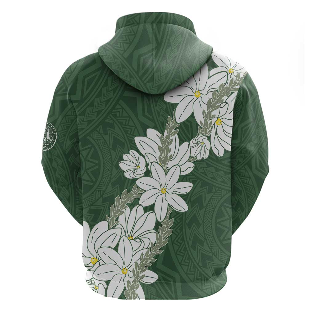 Ia Orana Tahiti Tiare Hoodie Sage Green Lei - Polynesian Pride