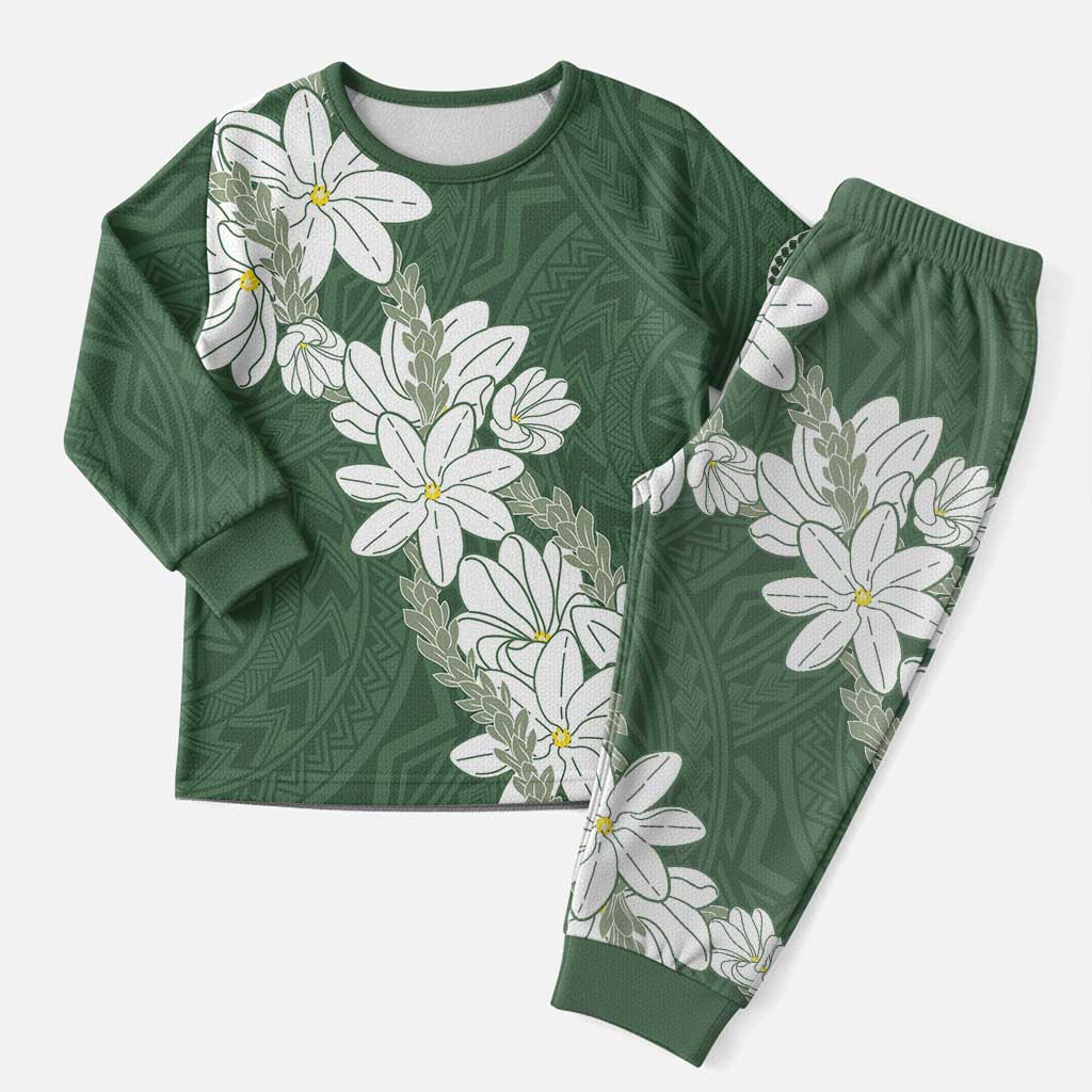 Ia Orana Tahiti Tiare Christmas Pajama Set Sage Green Lei LT7 Men Sage Green - Polynesian Pride