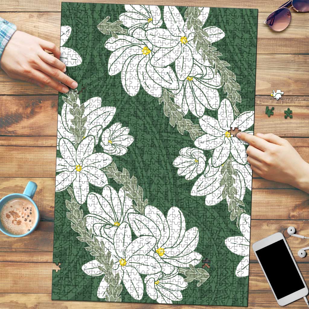 Ia Orana Tahiti Tiare Puzzle Sage Green Lei - Polynesian Pride