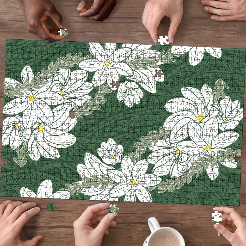 Ia Orana Tahiti Tiare Puzzle Sage Green Lei - Polynesian Pride