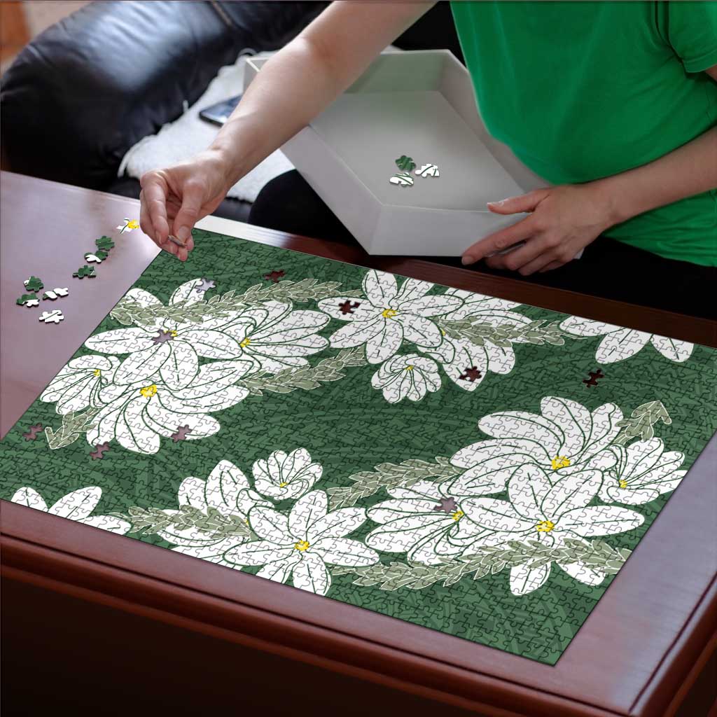 Ia Orana Tahiti Tiare Puzzle Sage Green Lei - Polynesian Pride