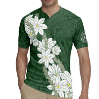 Ia Orana Tahiti Tiare Rugby Jersey Sage Green Lei - Polynesian Pride