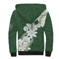 Ia Orana Tahiti Tiare Sherpa Hoodie Sage Green Lei - Polynesian Pride
