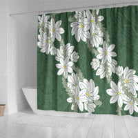 Ia Orana Tahiti Tiare Shower Curtain Sage Green Lei - Polynesian Pride