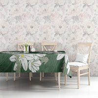 Ia Orana Tahiti Tiare Tablecloth Sage Green Lei - Polynesian Pride