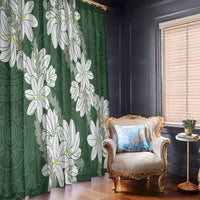 Ia Orana Tahiti Tiare Window Curtain Sage Green Lei - Polynesian Pride