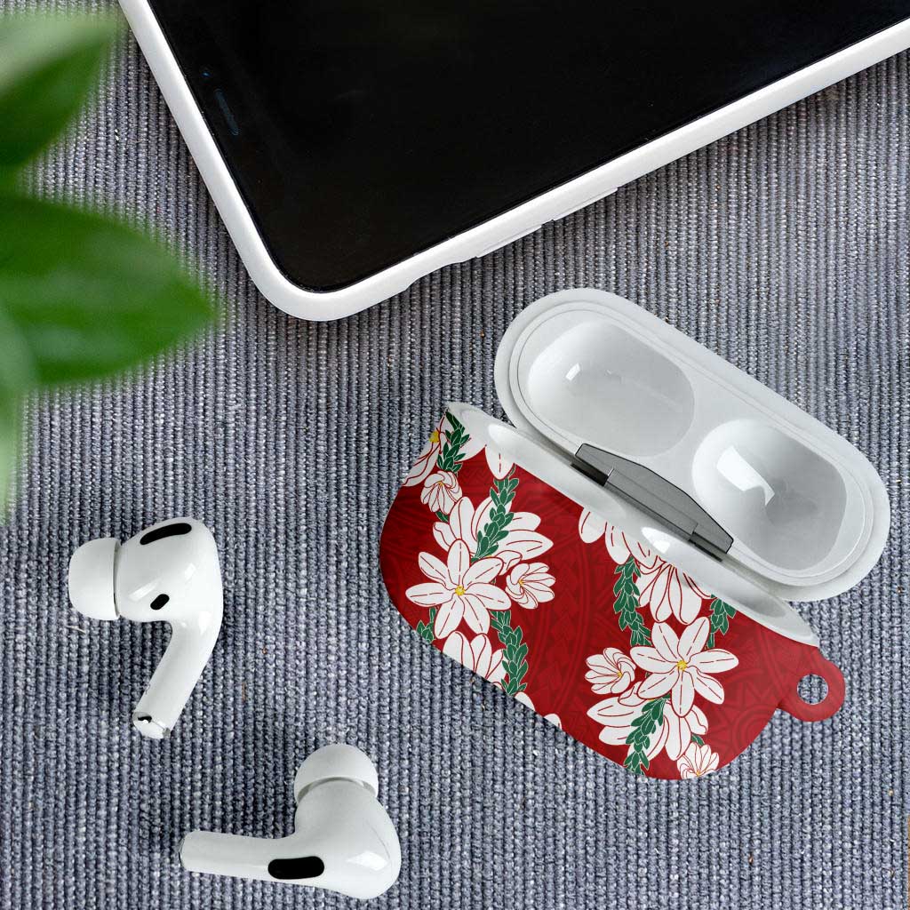 Ia Orana Tahiti Tiare AirPods Case Crimson Lei - Polynesian Pride