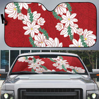 Ia Orana Tahiti Tiare Auto Sun Shade Crimson Lei - Polynesian Pride