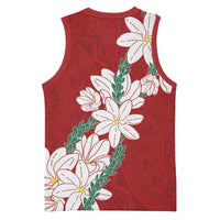 Ia Orana Tahiti Tiare Basketball Jersey Crimson Lei - Polynesian Pride