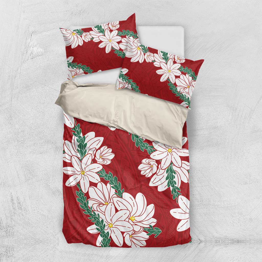 Ia Orana Tahiti Tiare Bedding Set Crimson Lei - Polynesian Pride