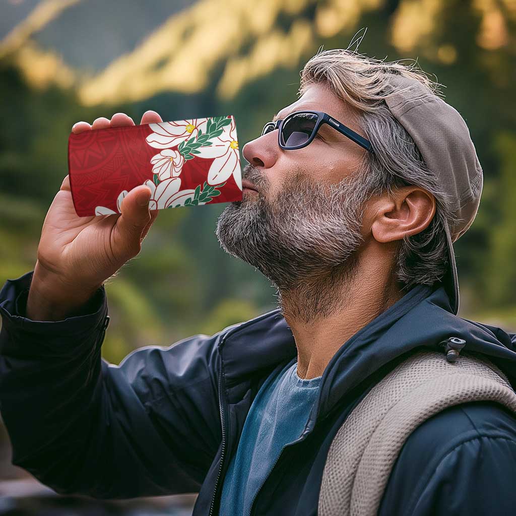 Ia Orana Tahiti Tiare 4 in 1 Can Cooler Tumbler Crimson Lei - Polynesian Pride