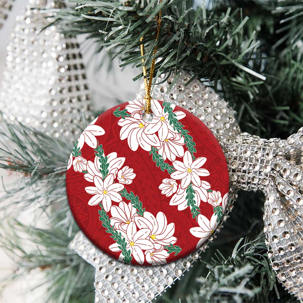 Ia Orana Tahiti Tiare Ceramic Ornament Crimson Lei LT7 - Polynesian Pride
