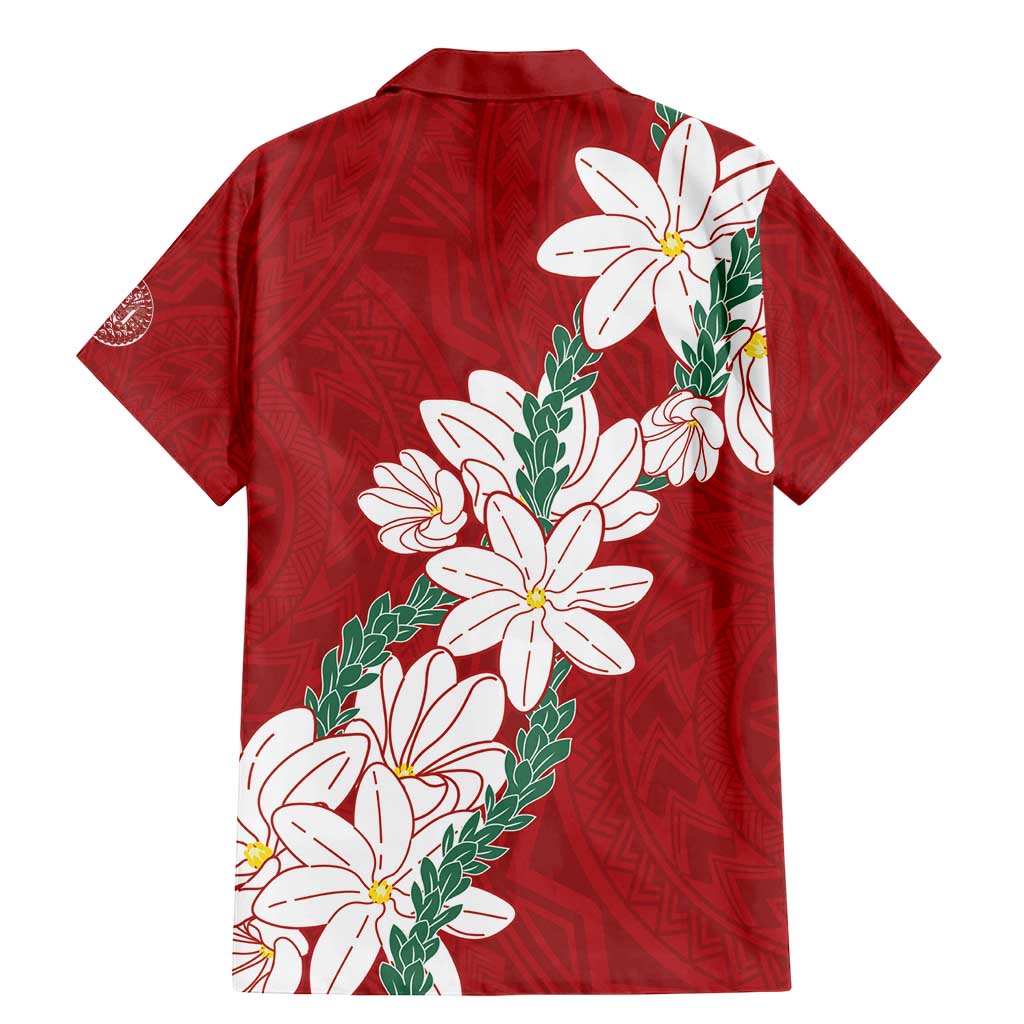 Ia Orana Tahiti Tiare Family Matching Mermaid Dress and Hawaiian Shirt Crimson Lei - Polynesian Pride