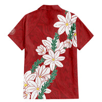 Ia Orana Tahiti Tiare Family Matching Mermaid Dress and Hawaiian Shirt Crimson Lei - Polynesian Pride