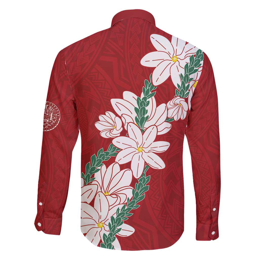 Ia Orana Tahiti Tiare Family Matching Mermaid Dress and Hawaiian Shirt Crimson Lei - Polynesian Pride