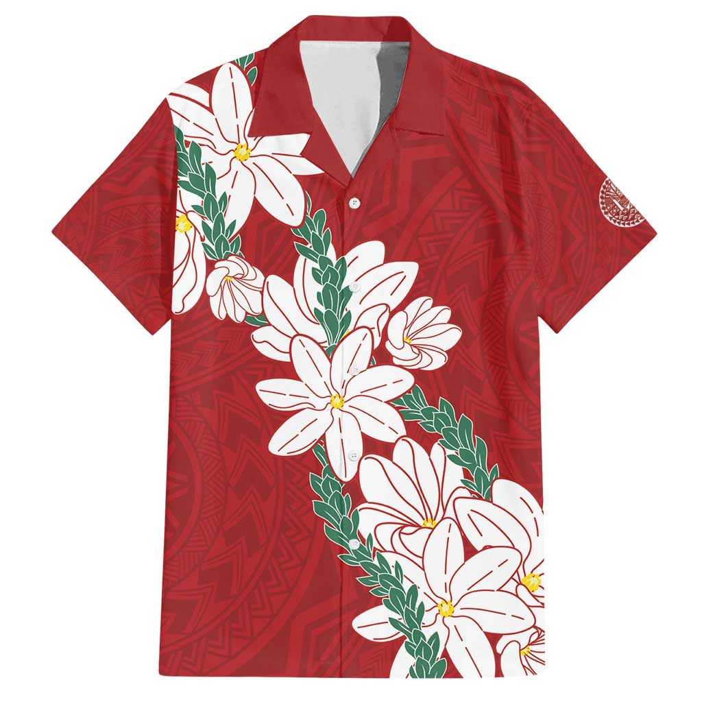 Ia Orana Tahiti Tiare Family Matching Puletasi and Hawaiian Shirt Crimson Lei - Polynesian Pride