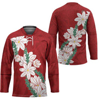 Ia Orana Tahiti Tiare Hockey Jersey Crimson Lei - Polynesian Pride