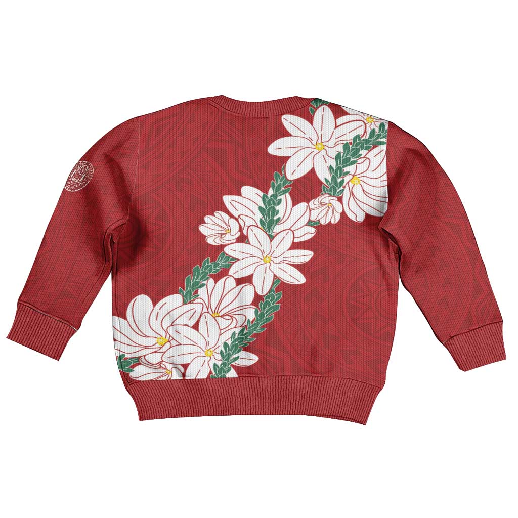 Ia Orana Tahiti Tiare Kid Ugly Christmas Sweater Crimson Lei - Polynesian Pride