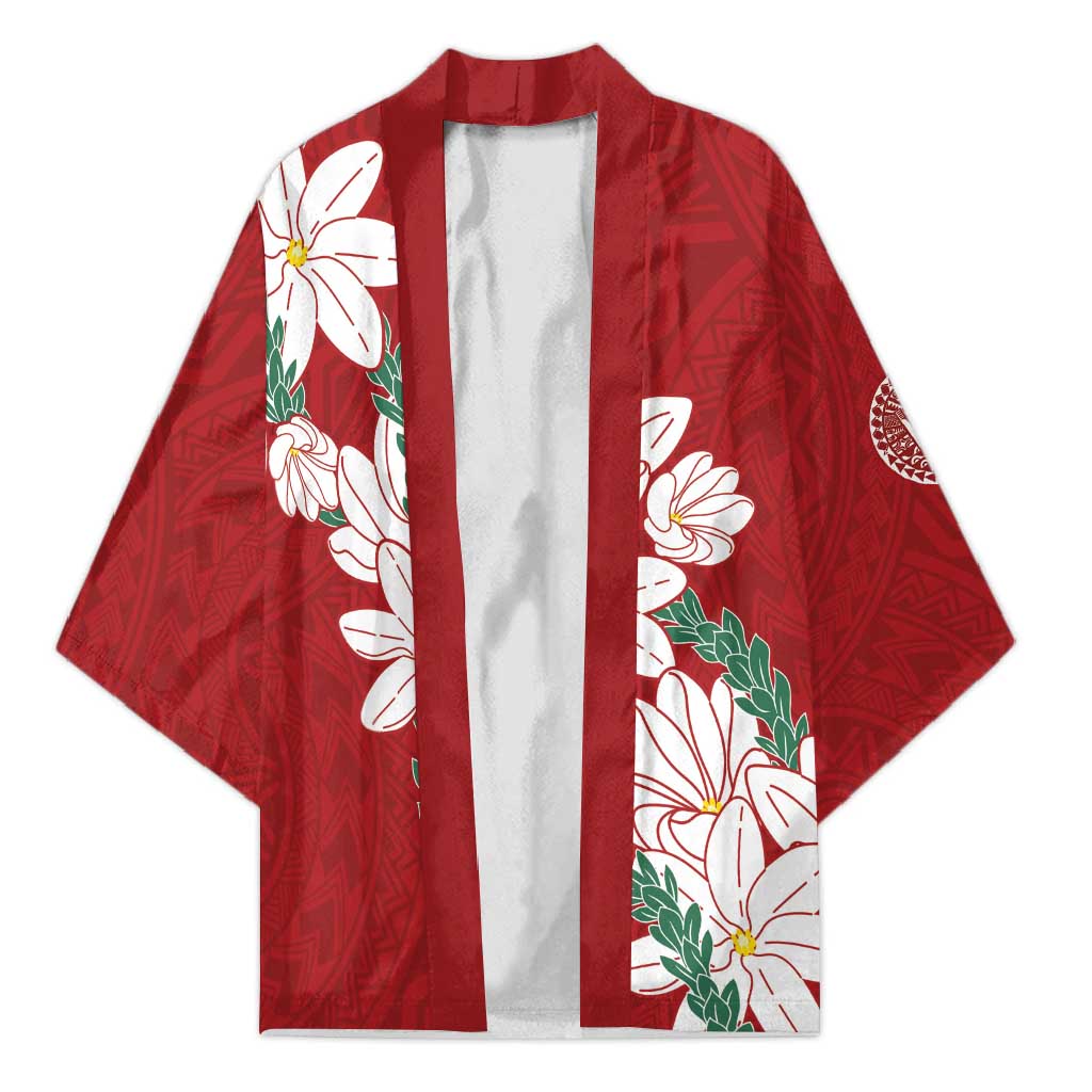 Ia Orana Tahiti Tiare Kimono Crimson Lei - Polynesian Pride