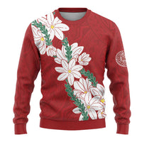 Ia Orana Tahiti Tiare Ugly Christmas Sweater Crimson Lei - Polynesian Pride