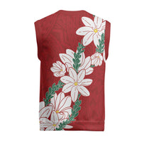 Ia Orana Tahiti Tiare Christmas Knitted V-Neck Vest Crimson Lei LT7 - Polynesian Pride