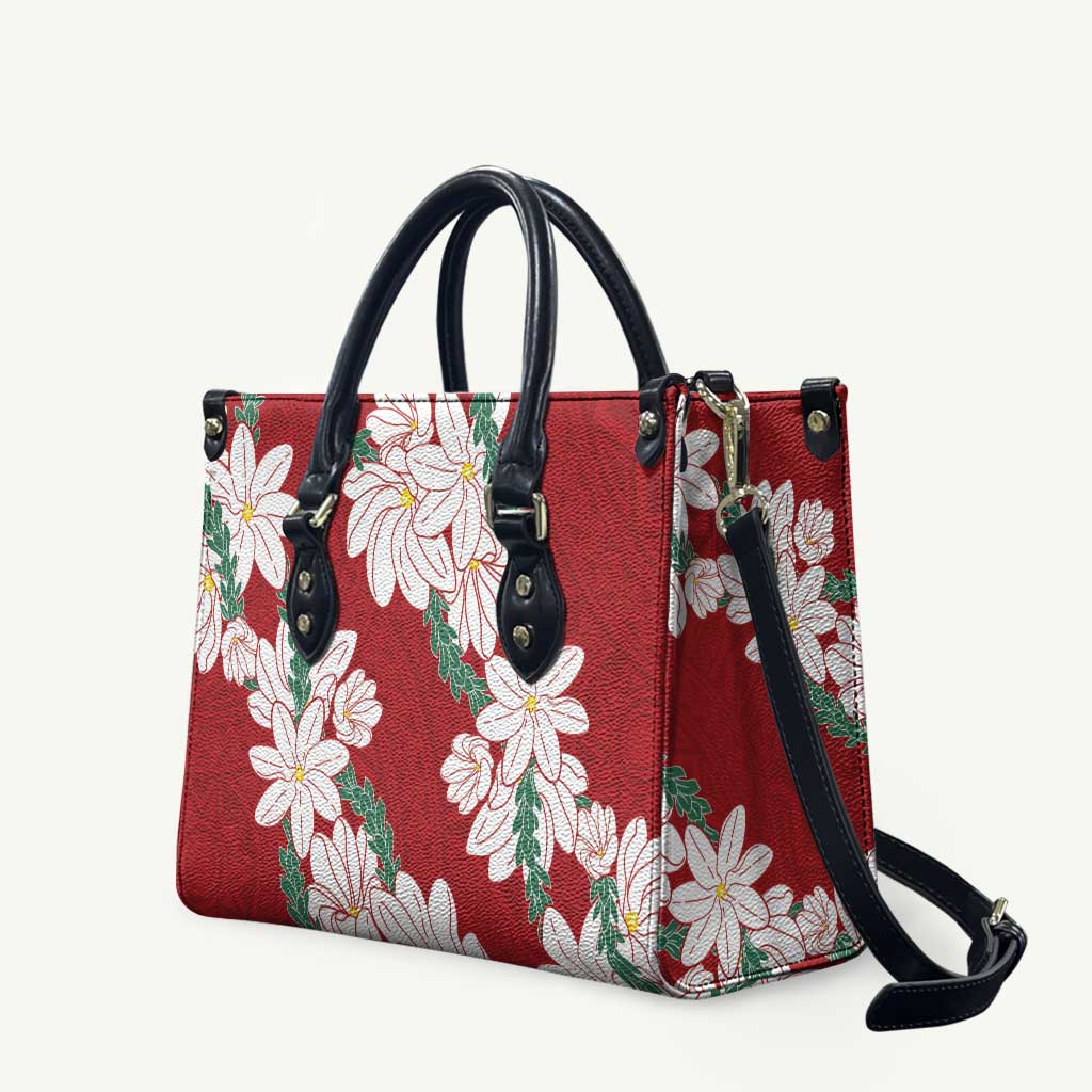 Ia Orana Tahiti Tiare Leather Bag Crimson Lei - Polynesian Pride