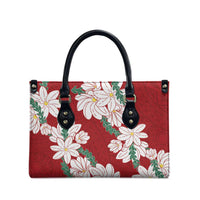 Ia Orana Tahiti Tiare Leather Bag Crimson Lei - Polynesian Pride