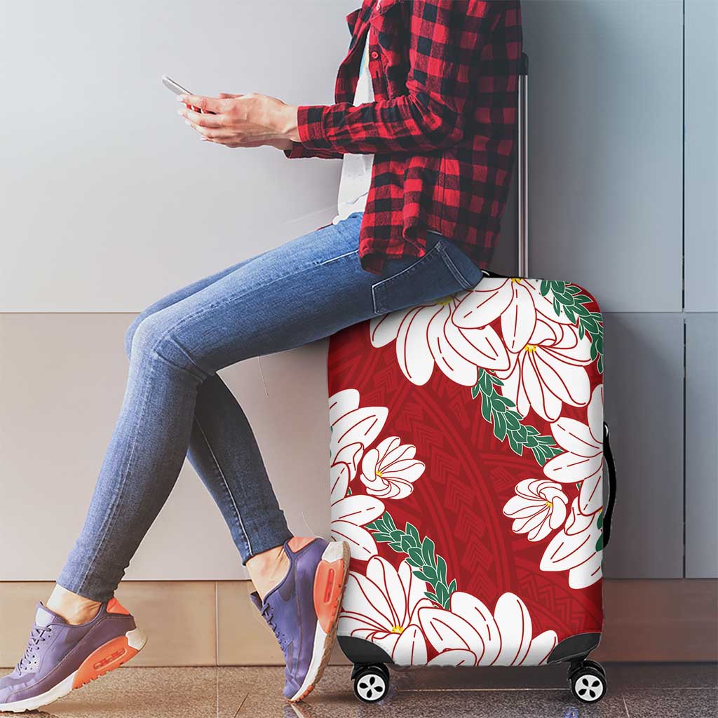 Ia Orana Tahiti Tiare Luggage Cover Crimson Lei - Polynesian Pride