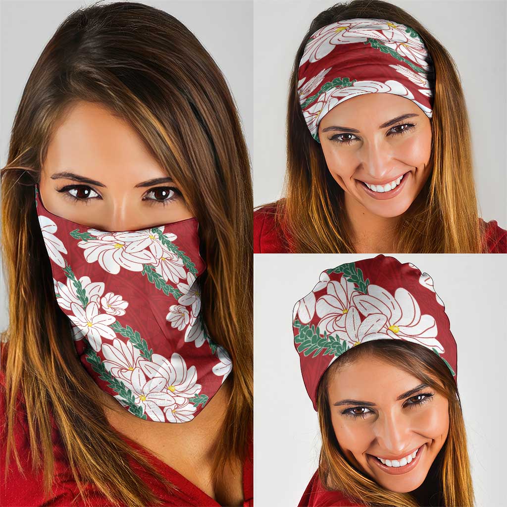 Ia Orana Tahiti Tiare Neck Gaiter Crimson Lei - Polynesian Pride