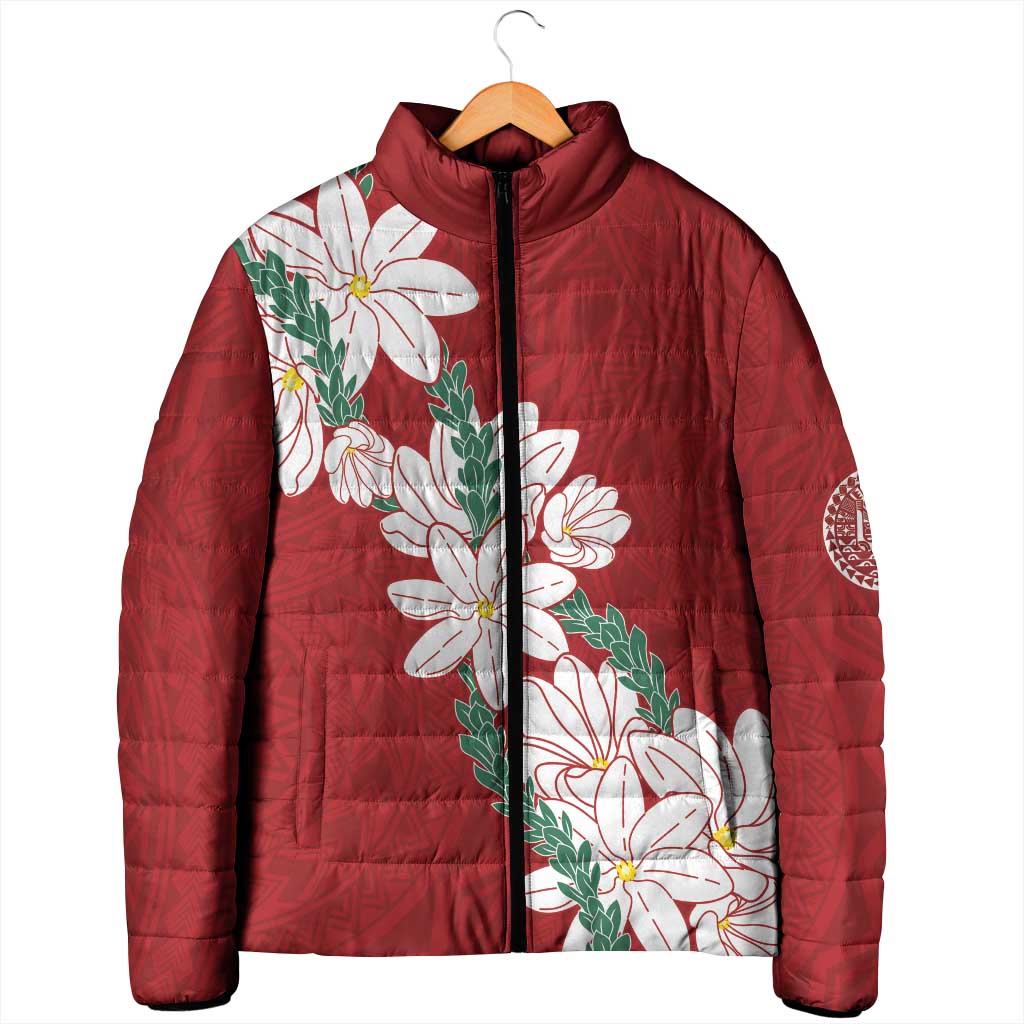 Ia Orana Tahiti Tiare Padded Jacket Crimson Lei - Polynesian Pride