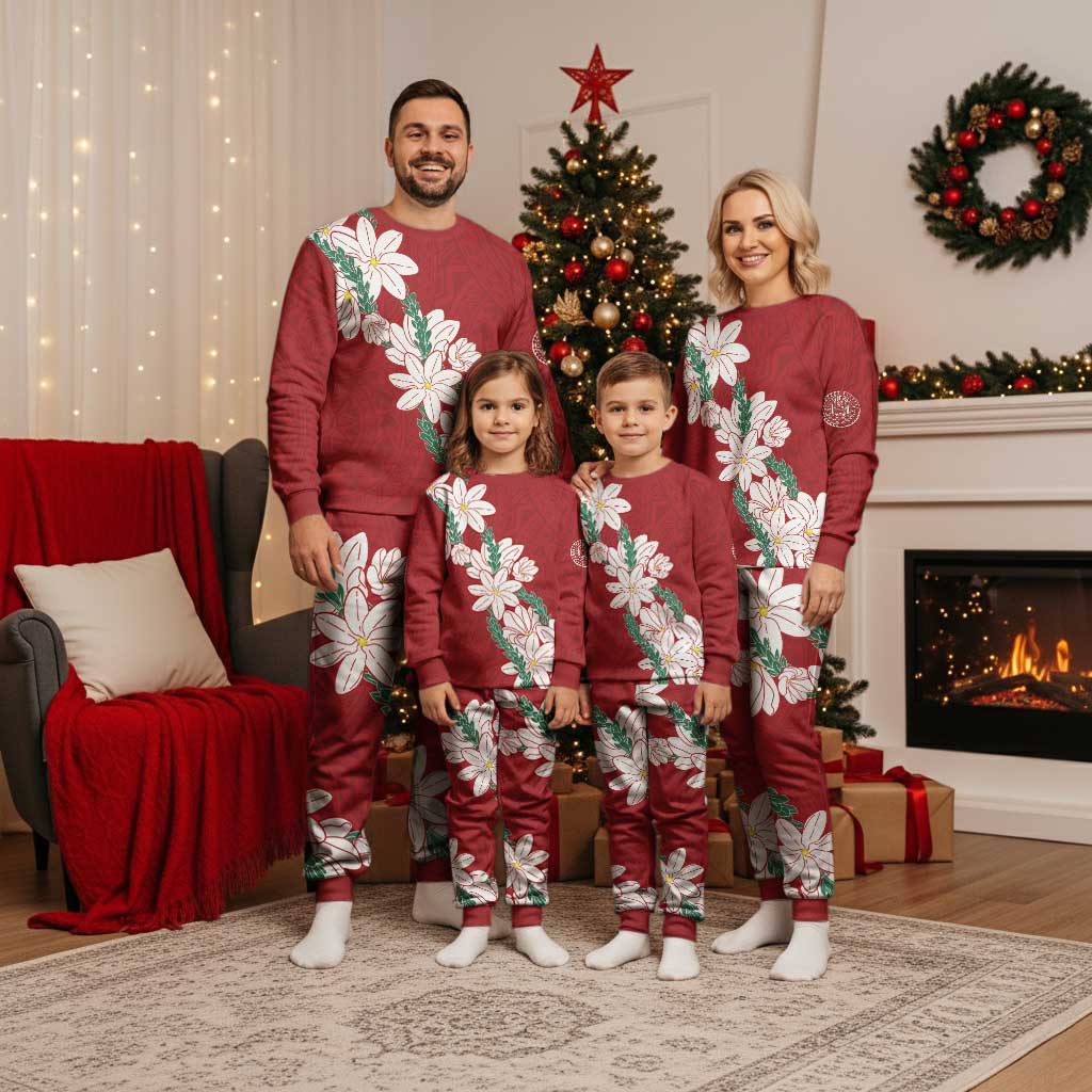 Ia Orana Tahiti Tiare Christmas Pajama Set Crimson Lei LT7 - Polynesian Pride