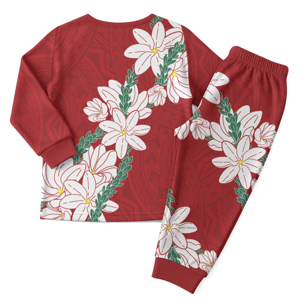 Ia Orana Tahiti Tiare Christmas Pajama Set Crimson Lei LT7 - Polynesian Pride