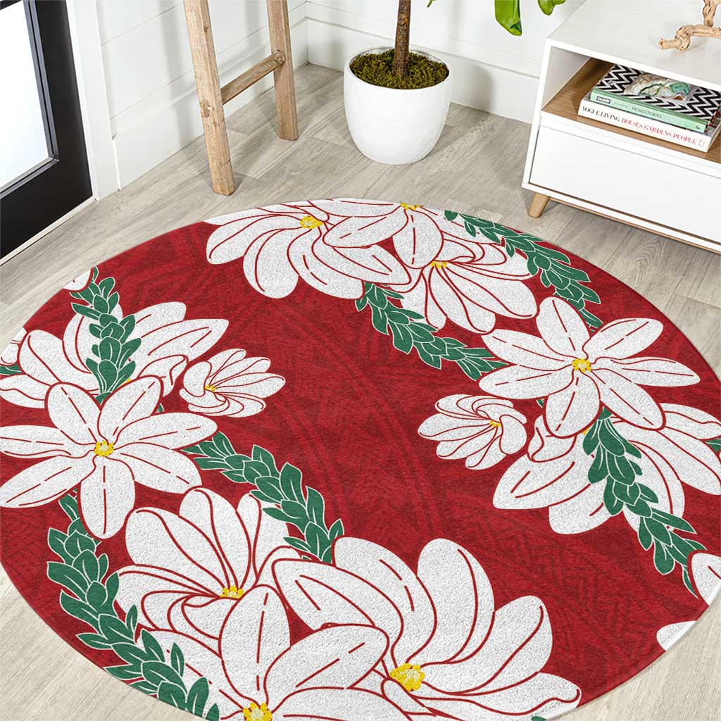 Ia Orana Tahiti Tiare Round Carpet Crimson Lei - Polynesian Pride