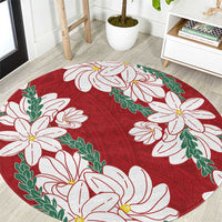 Ia Orana Tahiti Tiare Round Carpet Crimson Lei - Polynesian Pride