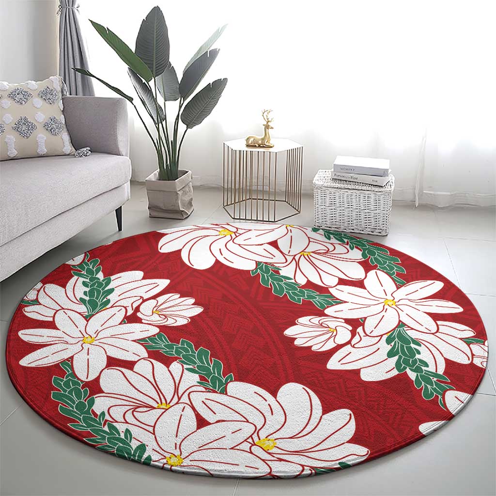 Ia Orana Tahiti Tiare Round Carpet Crimson Lei - Polynesian Pride
