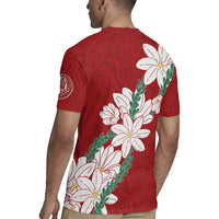 Ia Orana Tahiti Tiare Rugby Jersey Crimson Lei - Polynesian Pride