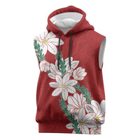 Ia Orana Tahiti Tiare Sleeveless Hoodie Crimson Lei - Polynesian Pride