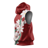 Ia Orana Tahiti Tiare Sleeveless Hoodie Crimson Lei - Polynesian Pride