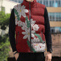 Ia Orana Tahiti Tiare Sleeveless Puffer Jacket Crimson Lei - Polynesian Pride