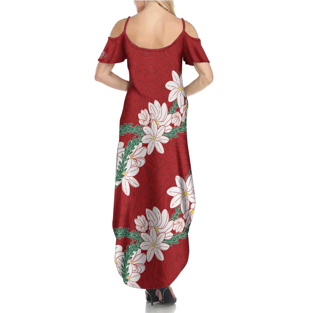 Ia Orana Tahiti Tiare Summer Maxi Dress Crimson Lei - Polynesian Pride