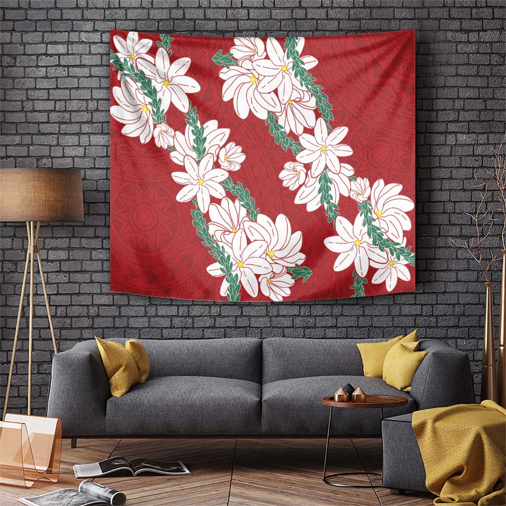 Ia Orana Tahiti Tiare Tapestry Crimson Lei - Polynesian Pride
